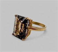 10kt YELLOW GOLD SMOKY QUARTZ RING