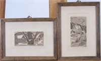 Two Aquatint Etchings by George Jo Mess