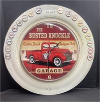 Busted Knuckle Garage Wall Clock sign wrapped by