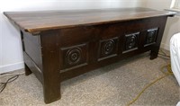 Antique French Carved Oak Dowry Trunk Chest