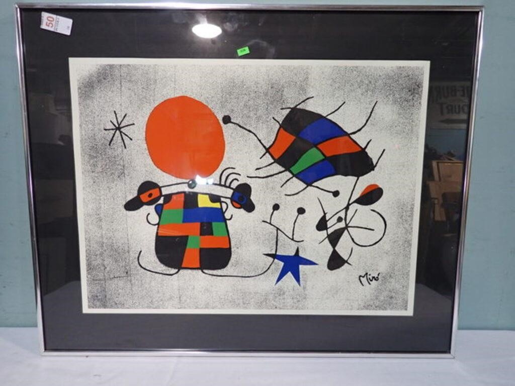 MIRO FRAMED ABSTRACT ART 30x24