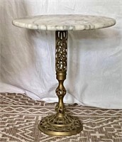 Vintage Marble Top Metal Base Small Table