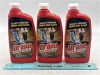 NEW Lot of 3- Drano Hair Buster Gel