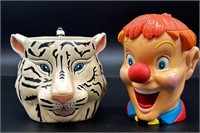 2 Vtg Ringling Bros Mugs Tiger & Clown