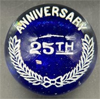 Vintage 25th Anniversary Paperweight Uv Reactive