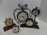 4 SHELF CLOCKS AND BAROMETER