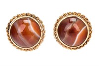 PAIR OF 14K YELLOW GOLD AND CARNELIAN EARRINGS, 9g