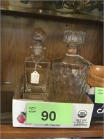 (2) Heavy Glass Bottles w/ Stoppers