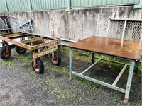 Steel Plate Top Work Table, Steel Trolley