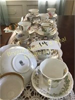 ASST CUP & SAUCERS ROSE CHINA, SETS CUP&SAU AS IS