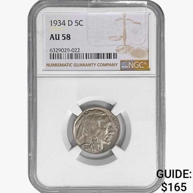 1934-D Buffalo Nickel NGC AU58