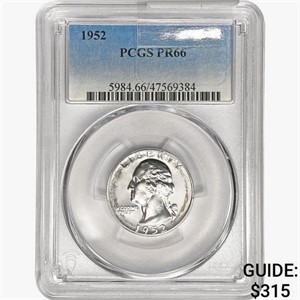 1952 Washington Silver Quarter PCGS PR66