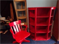 RED BOOKCASE & RED CHAIR