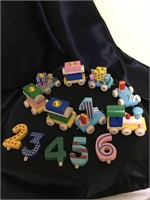 vintage wooden birthday train with numbers