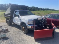 2003 ford f350 4 wheel drive , v plow, dump bed,