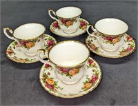 4 Royal Albert Old Country Roses Cups & Saucers B