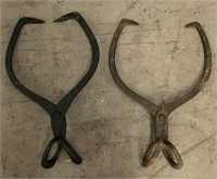 Antique Cast Iron Ice Tongs-lot of 2