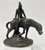 Cast Iron Indian Brave on Horse by Hubley
