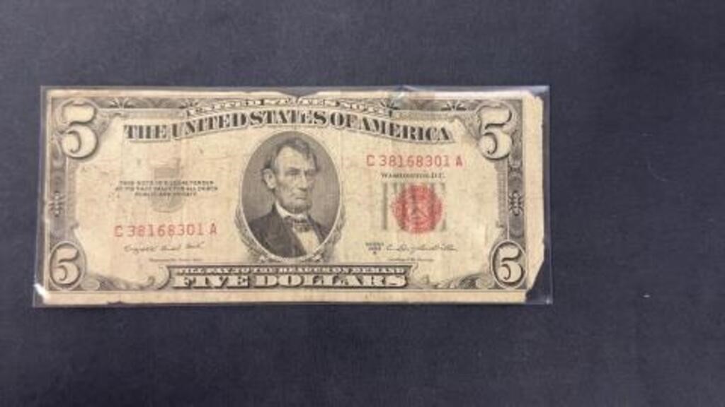 series 1953B red seal five dollar bill