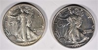 2-1942-S WALKING LIBERTY HALF DOLLARS, CH BU