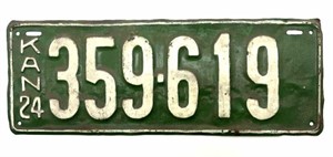 1924 Kansas License Plate (repainted)