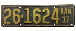 1937 Kansas License Plate