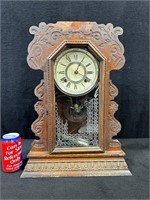 Ansonia Clock Co. Dark Wood Kitchen Mantel Clock