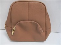 Tan Womens Mini Backpack With Gold Zippers