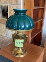 Aladdin Polished Brass Lamp w/ Green Shade