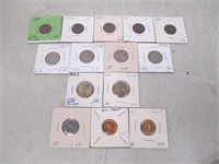 Carded Vintage U.S. Coins - 5 Indian Head Cents,