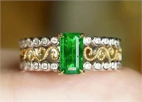 0.87ct Colombian Emerald Ring 18K Gold