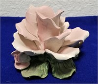 Vintage Italian Pottery Rose Candle Holder