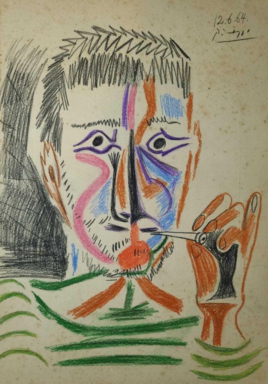 Pablo Picasso Mixed Media Drawing on Paper