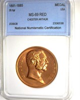 1881-1885 Medal NNC MS69 RD Chester Arthur