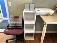 Group lot of office items including a shelf unit,