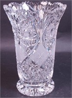 An American brilliant cut glass vase, 10" high x