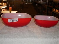 Vintage Pyrex Red 515B-015 & 525B-025 Bowls