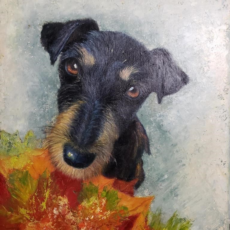 ORIGINAL DOG TERRIER PAINTING