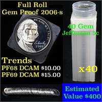 Full 5c proof roll, 2006-s Jefferson nickels