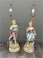 Large Impressive Porcelain Figurine Lamp Bases