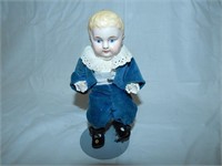 Antique 7" Bisque Joined Boy in Blue Doll