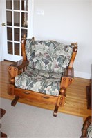 Wood frame cottage style rocking chair with two