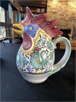 Deruta ceramic rooster pitcher - signed