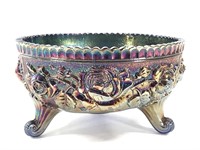 Imperial Open Rose Cobalt Carnival Footed Bowl