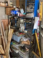 5' Metal shelf and contents