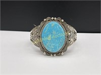 NAVAJO STERLING SILVER TURQUOISE CUFF BRACELET