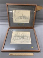 Two Signed Lithographs of Williamsburg