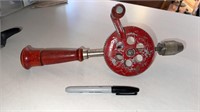Vintage Hand Drill with Wood Handles
