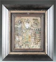 Romanian reverse glass painting of St. Nicholas