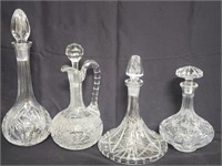 4 crystal decanters, including one ship's decanter